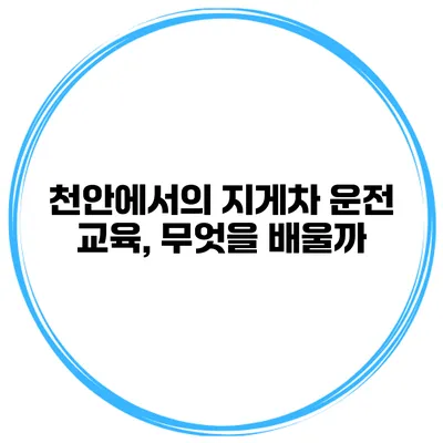 천안에서의 지게차 운전 교육, 무엇을 배울까?