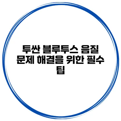 투싼 블루투스 음질 문제 해결을 위한 필수 팁